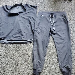 Figs Gray Loungewear Set with Cropped Top and Jogger Pants